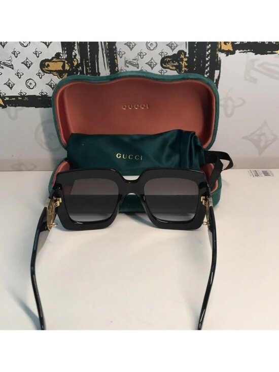 New ✨ Authentic Gucci GG1022S 001 Black Oversized Square Sunglasses ✨ main image 7
